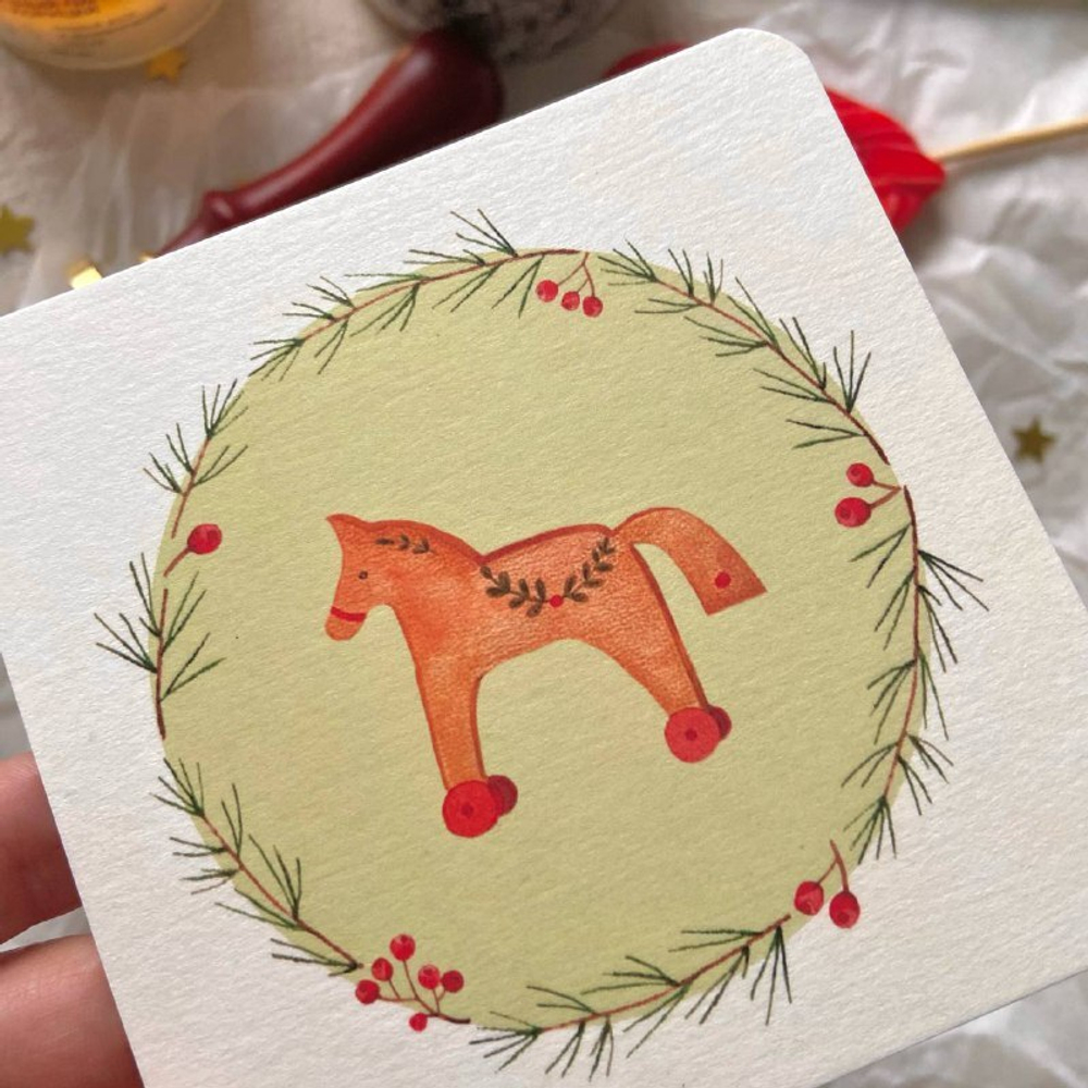 открытка "лошадка"