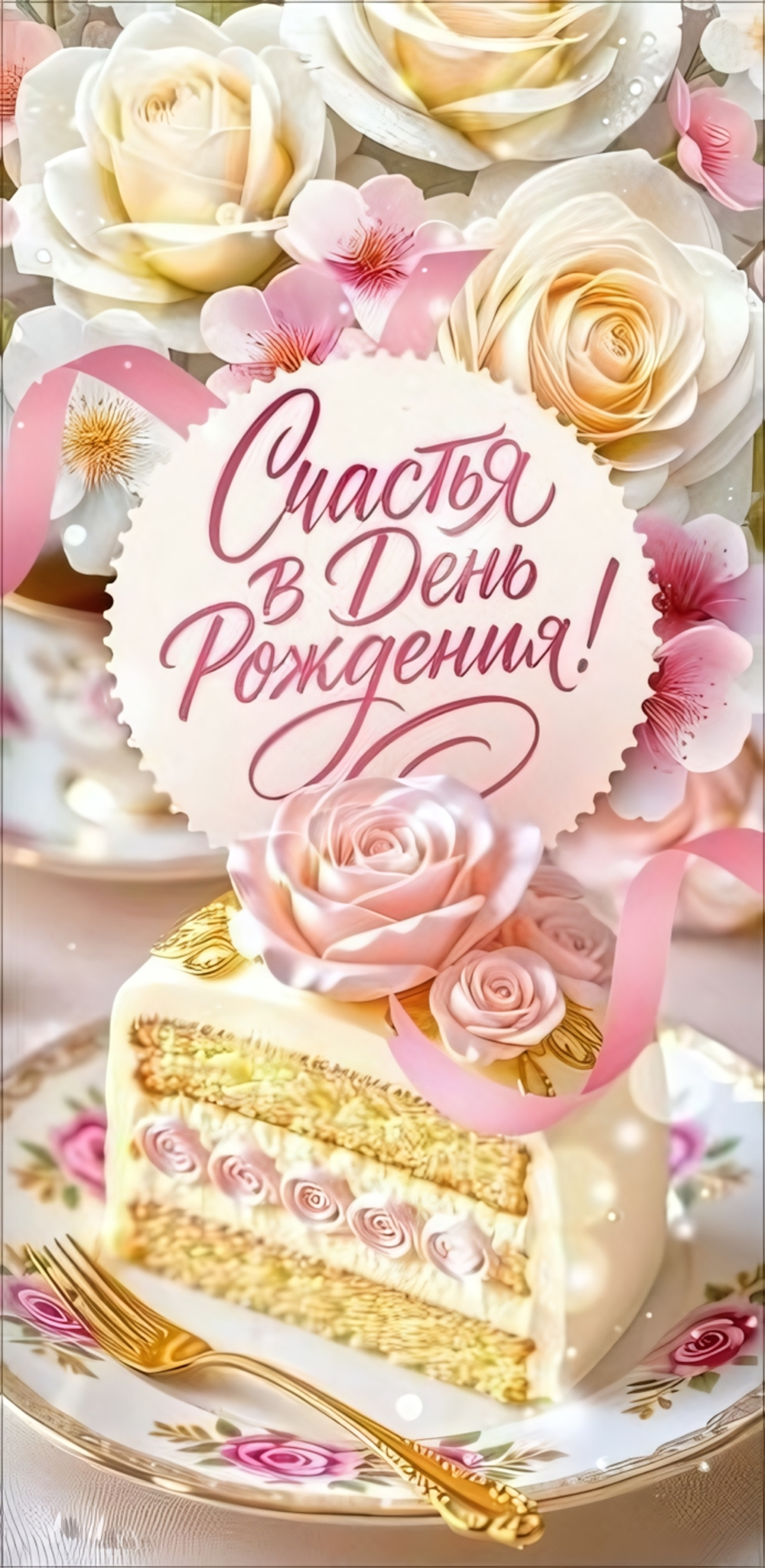 Конверт для денег "С Днем Рождения!" (торт, белые цветы) 9.0002061
