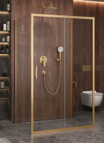 Душевой уголок Cezares MOLVENO-AH-12-120/90-C-BORO-IV, 120х90х195, профиль брашированное золото, прозрачное стекло