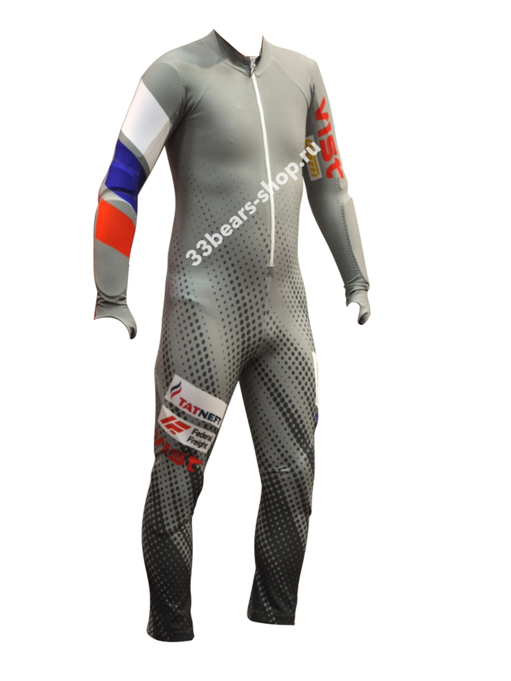 VIST комбинезон FIS горнолыжный RACE FIS Suit с защитой RUSSIA TEAM серо-зеленый