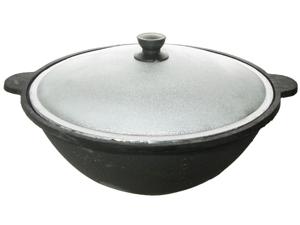 Казан 16л узбекский чугунный с алюминиевой крышкой, круглое дно (г.Наманган)