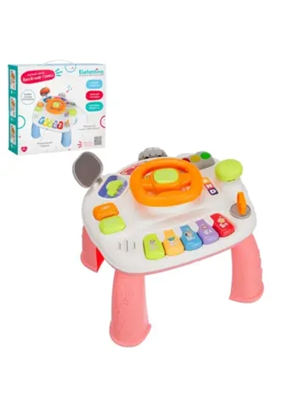 Развивающий игровой столик с пианино, рулём для детей