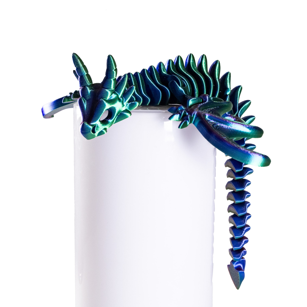 Дракон с крыльями подвижный 3D печать, 29 см., красно-сине-зеленый