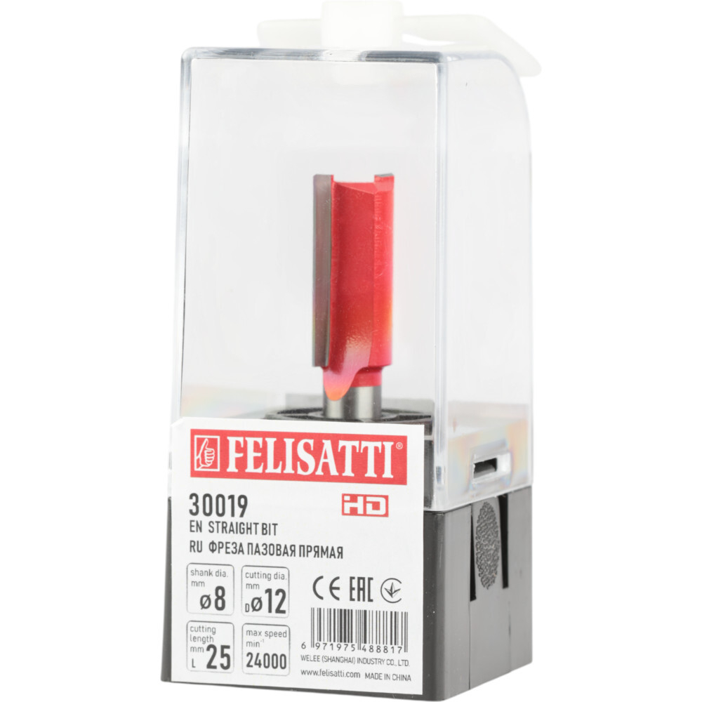 Фреза пазовая прямая FELISATTI 12х25мм хвостовик 8мм   30019