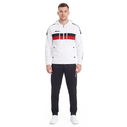 Костюм спорт. муж. с капюш. MIKASA MT550/701-078-M, р.M, 100% полиэстер, бело-черно-красный