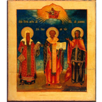 Акилина Библосская (Финикийская), митрополит Петр и Николай Чудотворец. Деревянная икона на левкасе