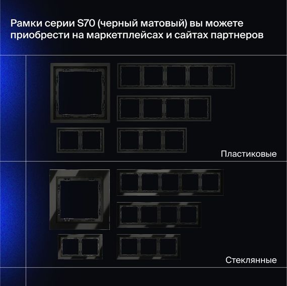 Выключатель встраиваемый Voltum S70 трехклавишный 10А, (черный матовый) VLS030108
