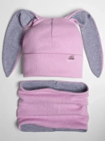 Шапка для девочек осенняя, с ушками розовая
