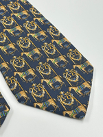 Галстук тёмно-синий с лошадьми Salvatore Ferragamo