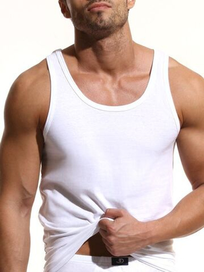 Мужская классическая майка из хлопка (Размер: L) (Цвет: белый)