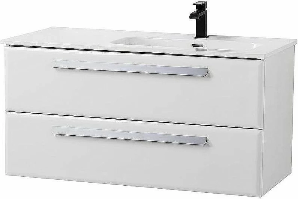 Тумба с раковиной Cezares ECO-CER-N 100 ECO-CER-N-1000-2C-SO-BL белая глянцевая левая/правая