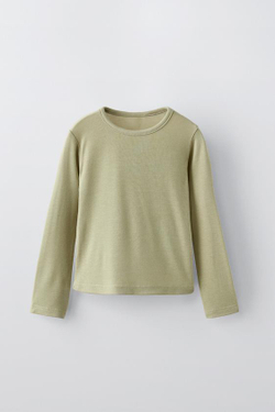 ZARA ЛЕГКАЯ ФУТБОЛКА, СВЕТЛО-ОЛИВКОВЫЙ