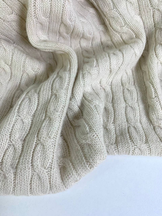 Трикотаж шерсть, молочный, жаккард косичка FC#68