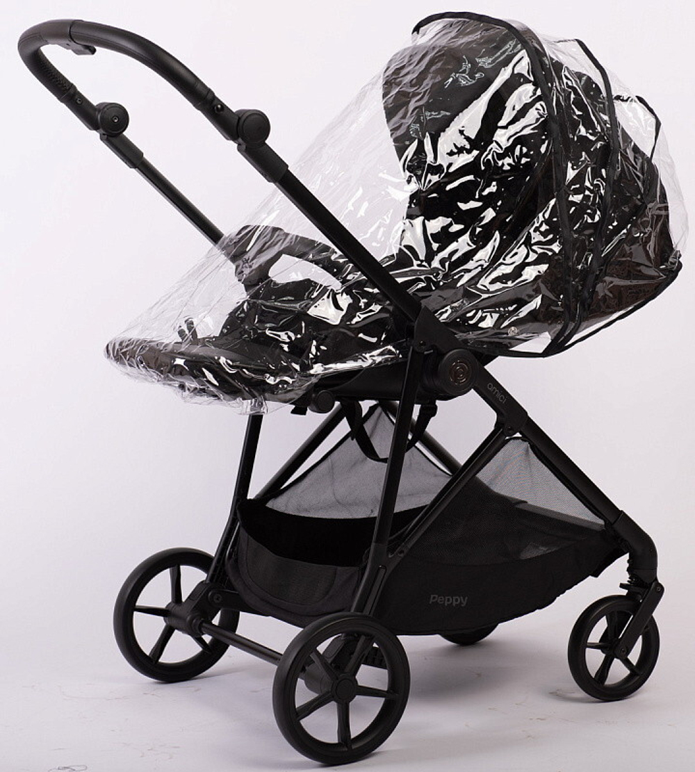 Прогулочная коляска Peppy Amici с автокреслом First Black Black рама Black