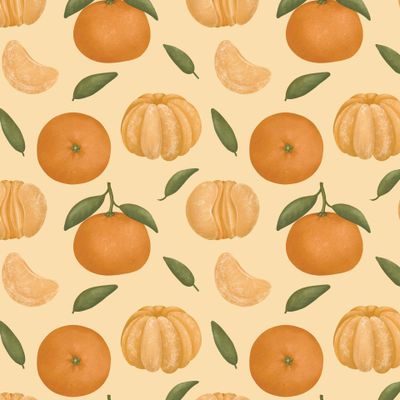 Ретро мандарины на кремовом фоне