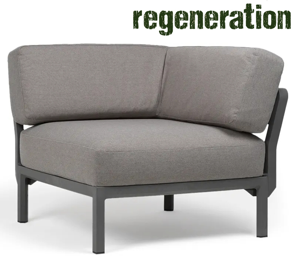 Модуль угловой пластиковый с подушками Nardi Maximo Elemento Angolo, базальт, лава