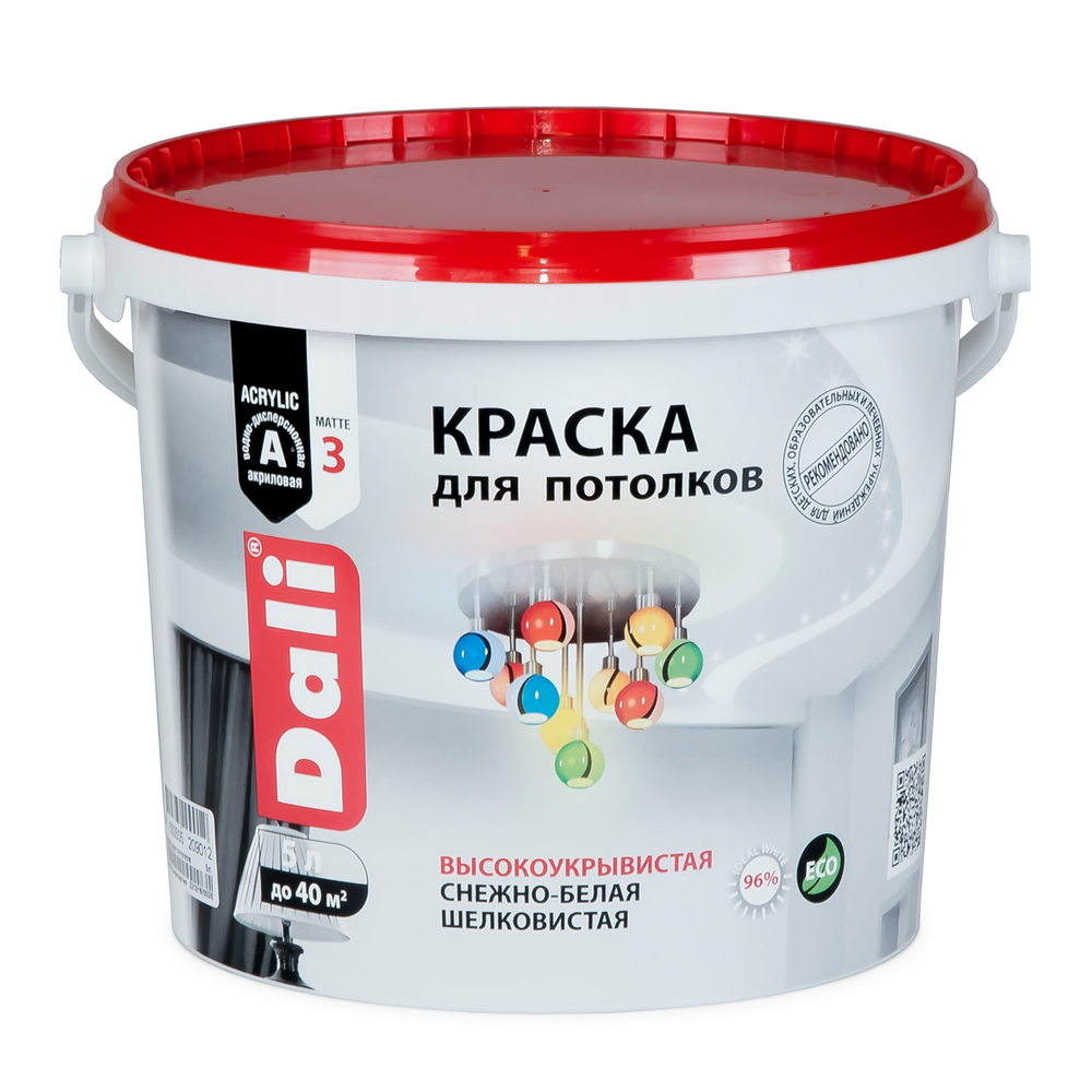 КРАСКА АКРИЛОВАЯ "DALI" ДЛЯ ПОТОЛКОВ СНЕЖНО-БЕЛАЯ 5 Л (1) "РОГНЕДА"