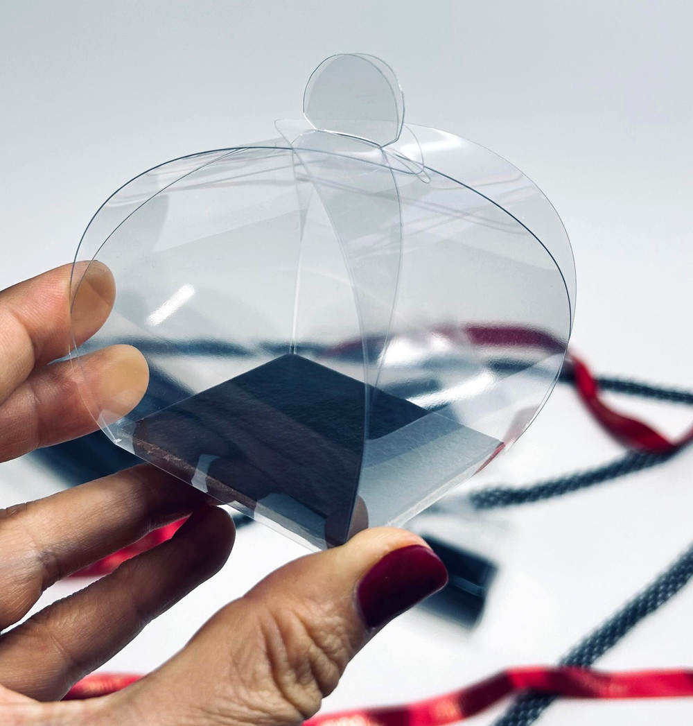 Коробочка для десерта прозрачная с черной подложкой 5.5х5.5х5.5 см