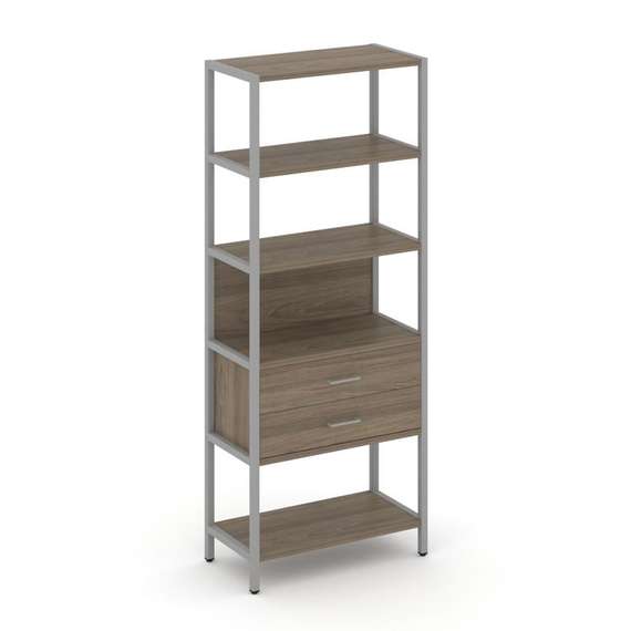 Shelf System Односекционный стеллаж пятиярусный с ящиками SN.STM-512 Вяз Благородный/Металл Серый 81
