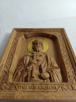 Освященная Икона князя Владимира резная из дуба 17х14 см