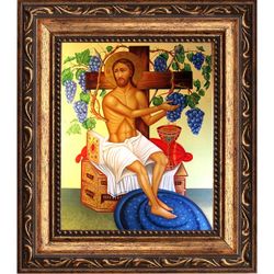 Христос Виноградная Лоза. Икона Иисуса Христа на холсте