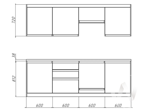 Кухня Ольвия-6 ЛДСП 2;4м (дуб вотан/белый глянец)