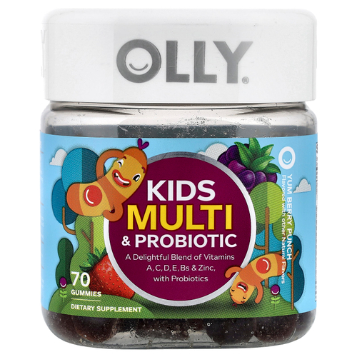 OLLY, детские жевательные мультивитамины и пробиотики, со вкусом ягодного пунша, 70 жевательных таблеток