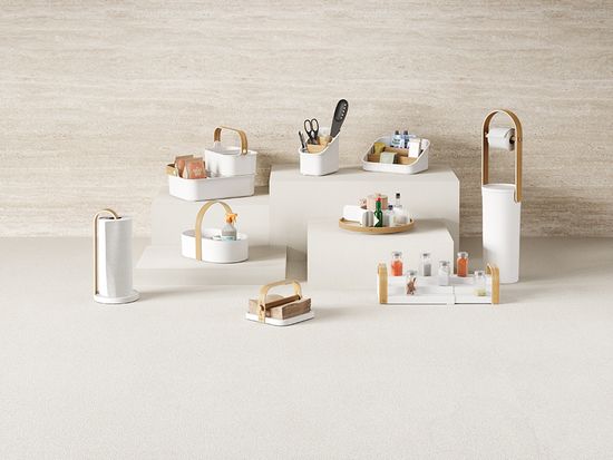 Органайзер для столовых приборов bellwood, белый/натуральное дерево