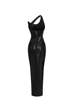 Корсетное платье макси с пайетками и драпировкой