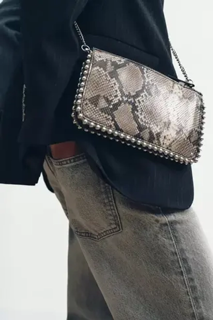 ZARA СУМКА С ЗАКЛЕПКАМИ, РАЗНОЦВЕТНЫЙ