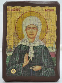Матрона Московская. Афонская икона под старину с мощевиком.