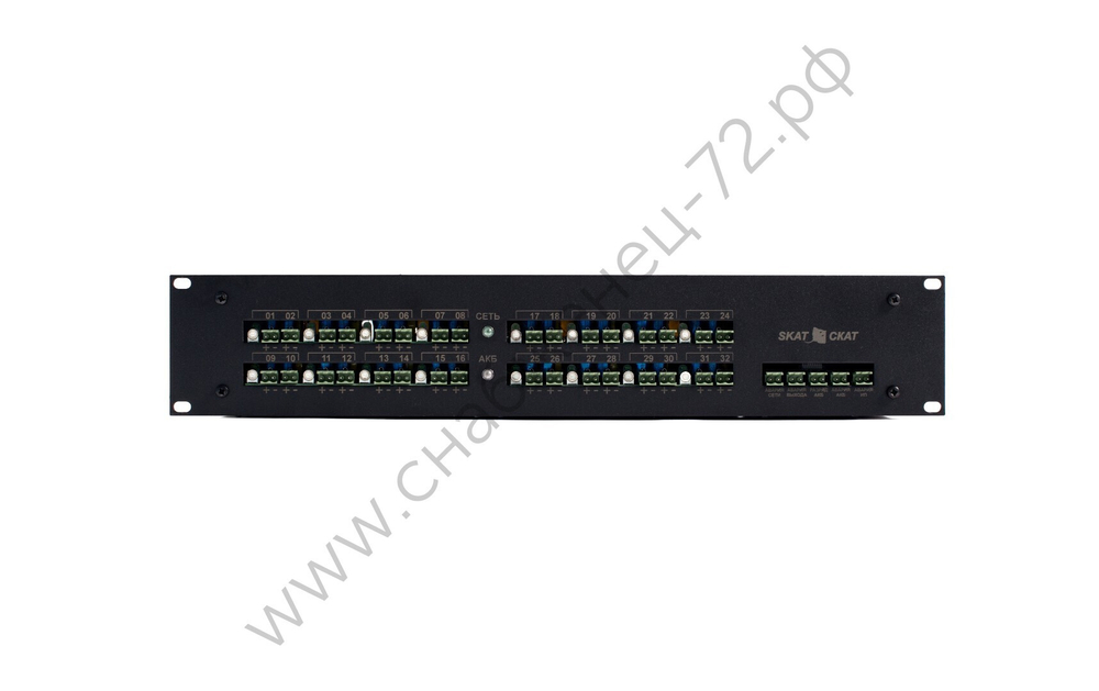 SKAT-V.32 RACK источник питания высота 2U, 32 выхода по 0,5 А или 16 по 1А