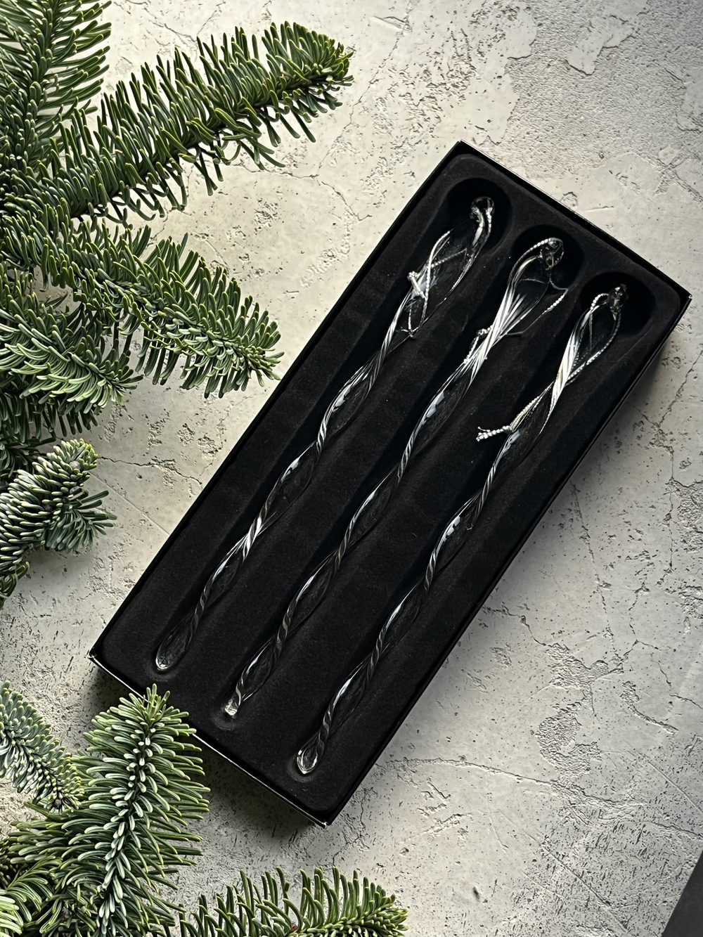 Новогодняя игрушка Сосулька стекло 1 шт