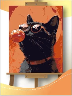 Картина по номерам Котик черный