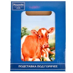 Подставка под горячее с пробкой "Буренка" 15*20*0.5см. (2вида) (подарочная упаковка)