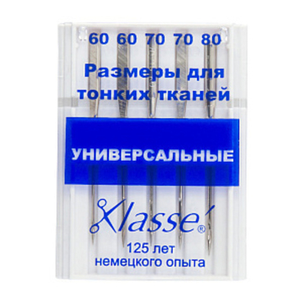 Иглы для бытовых швейных машин универсальные № 60, 70, 80
