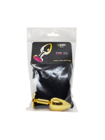 Анальная пробка металлическая золотая с зеленым кристаллом Onjoy Metal Plug Gold Small (Цвет: золотой с зеленым)