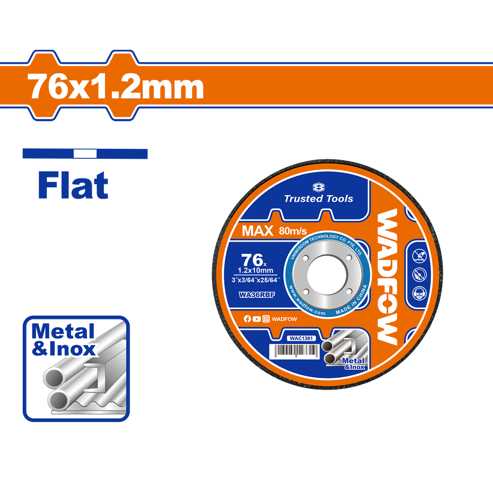 Диск отрезной WADFOW WAC1361 76х1.2хх10 мм