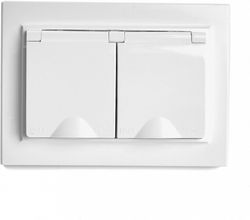 Розетка двойная с заземлением и со шторками, с крышкой Stekker Эрна 49139