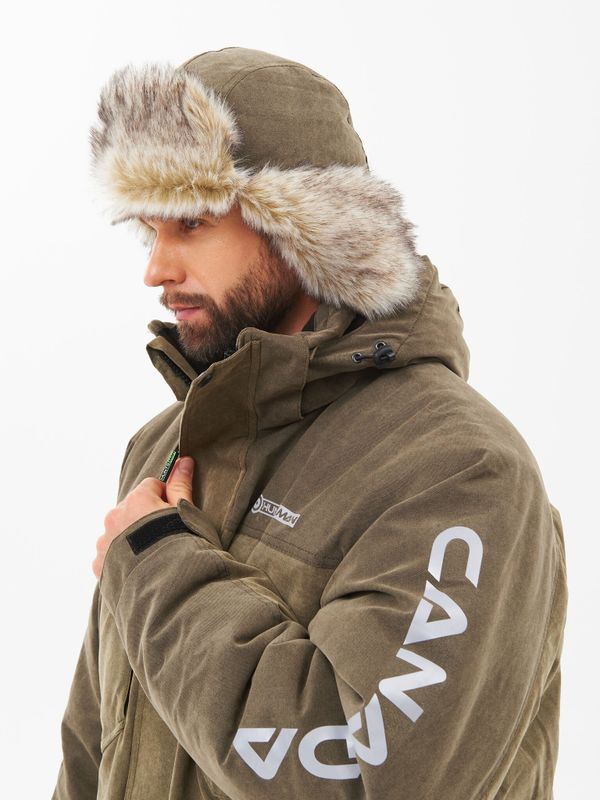 Шапка ушанка зимняя Канада ткань Finlandia цвет Хаки