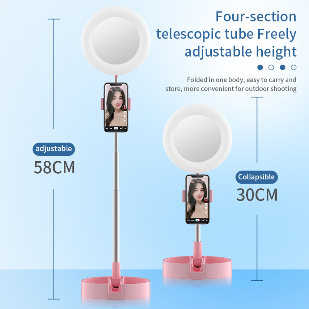 Косметическое зеркало с кольцевой лампой подсветкой makeup lamps 3 (Черное)