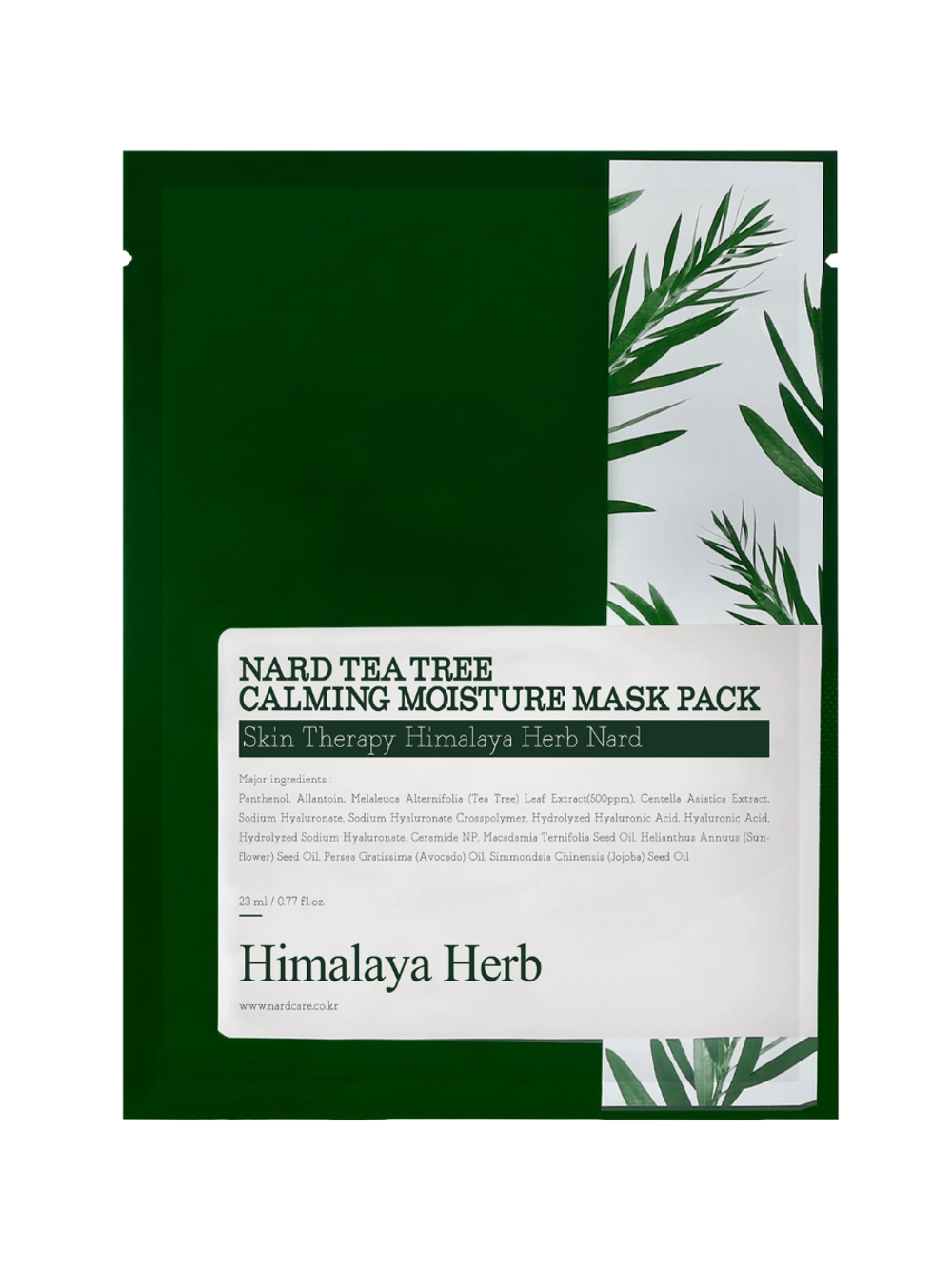 BOUQUET GARNI NARD - МАСКА ТКАНЕВАЯ ДЛЯ ЛИЦА С ЭКСТРАКТОМ ЧАЙНОГО ДЕРЕВА TEA TREE CALMING MOISTURE MASK PACK, 23 МЛ