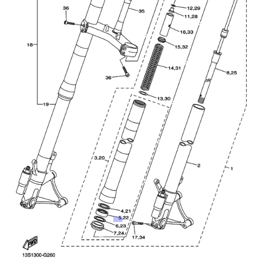Сальник вилки Yamaha 5VU2314500