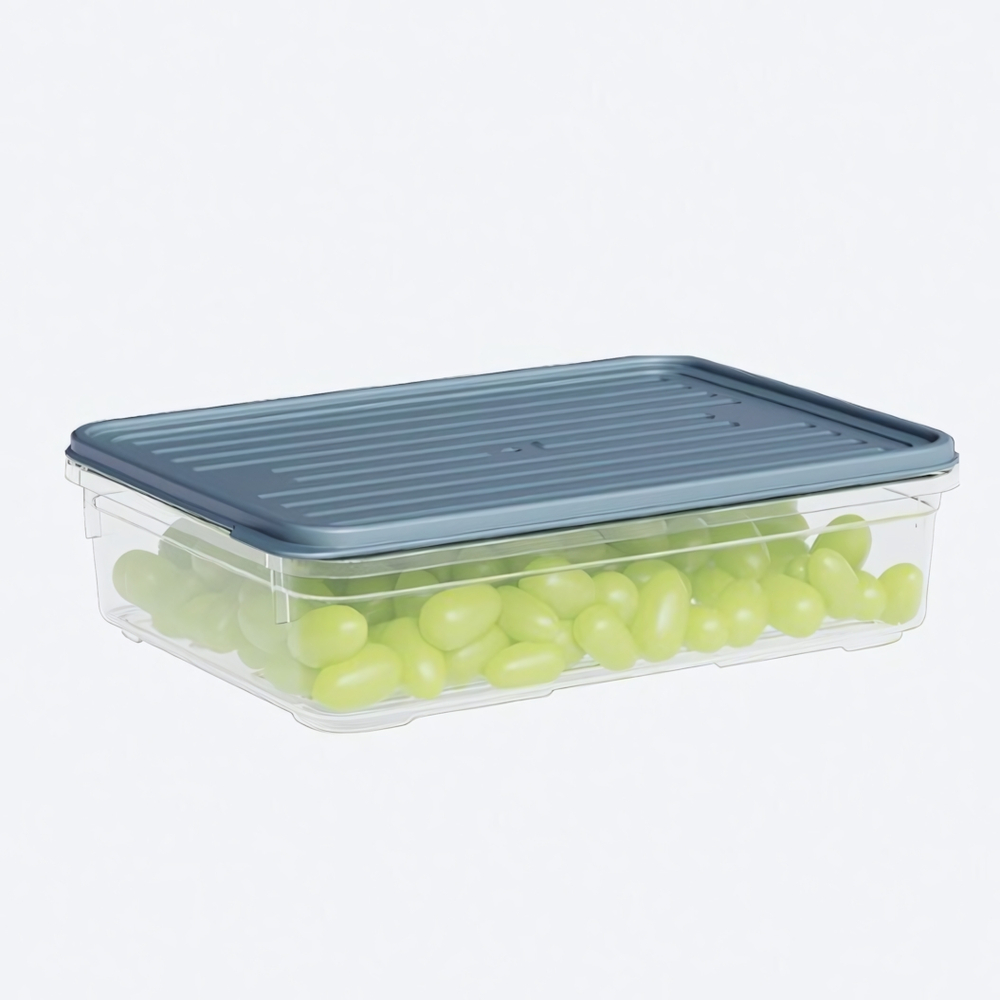 Лоток прозрачный с крышкой низкий, цвет серый 1100 мл