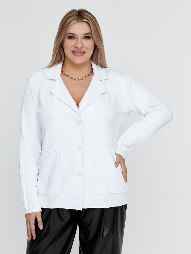 Жакет строчки трикотажный, белый