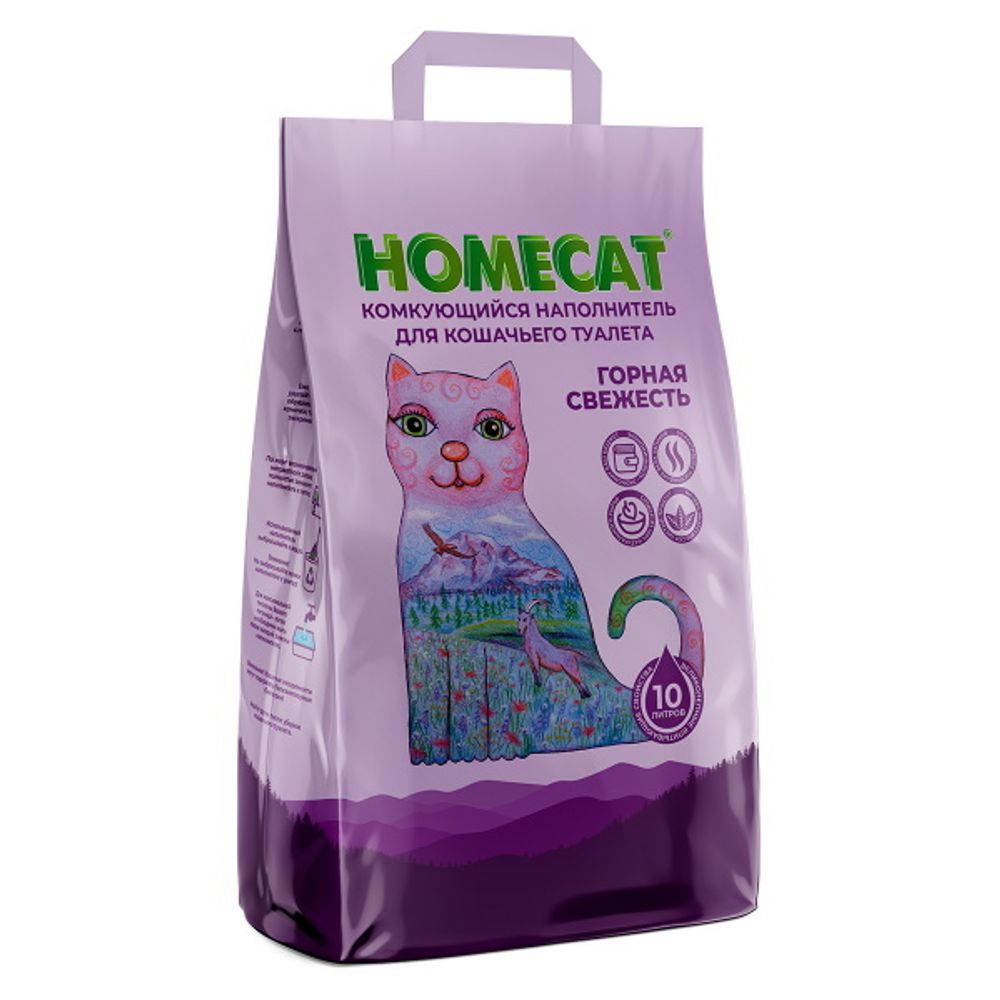 Комкующийся наполнитель HOMECAT для кошачьих туалетов Горная свежесть 10 л