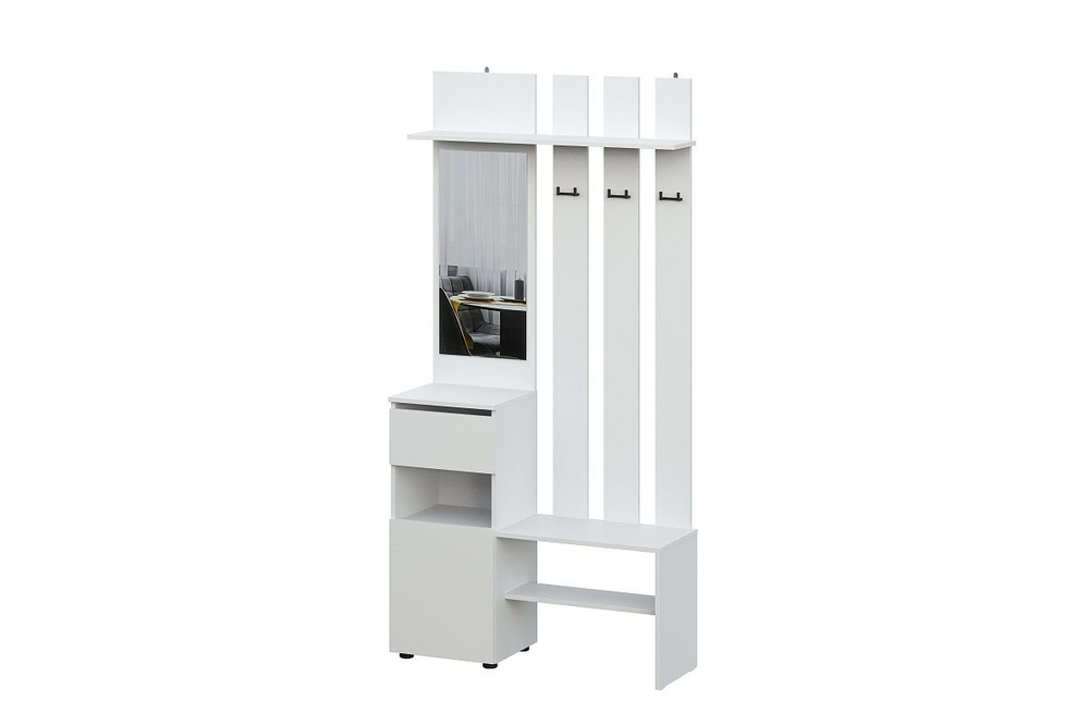 Денвер Вешалка с зеркалом (SAFE) Белый