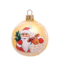 НФШ-1006/1 Ел. украшение Шар «Дед Мороз с овечкой» 65 мм