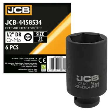 Головка ударная глубокая 1/2'', 34мм (6гр.) JCB JCB-4458534