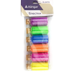 Блёстки для декора Alingar, 90 гр, 6 цветов, "Ассорти НЕОН" (жел,роз,оранж,син,зел,фиол), стеклянные баночк, европодвес